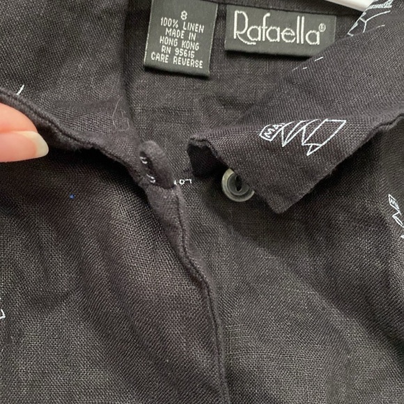 Vintage Rafaella 100% Linen Sleeveless Top Button Up Top - Picture 10 of 15